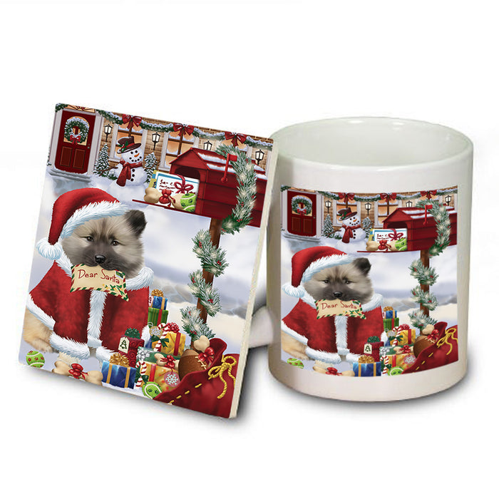 Keeshond Dog Dear Santa Letter Christmas Holiday Mailbox Mug and Coaster Set MUC53535