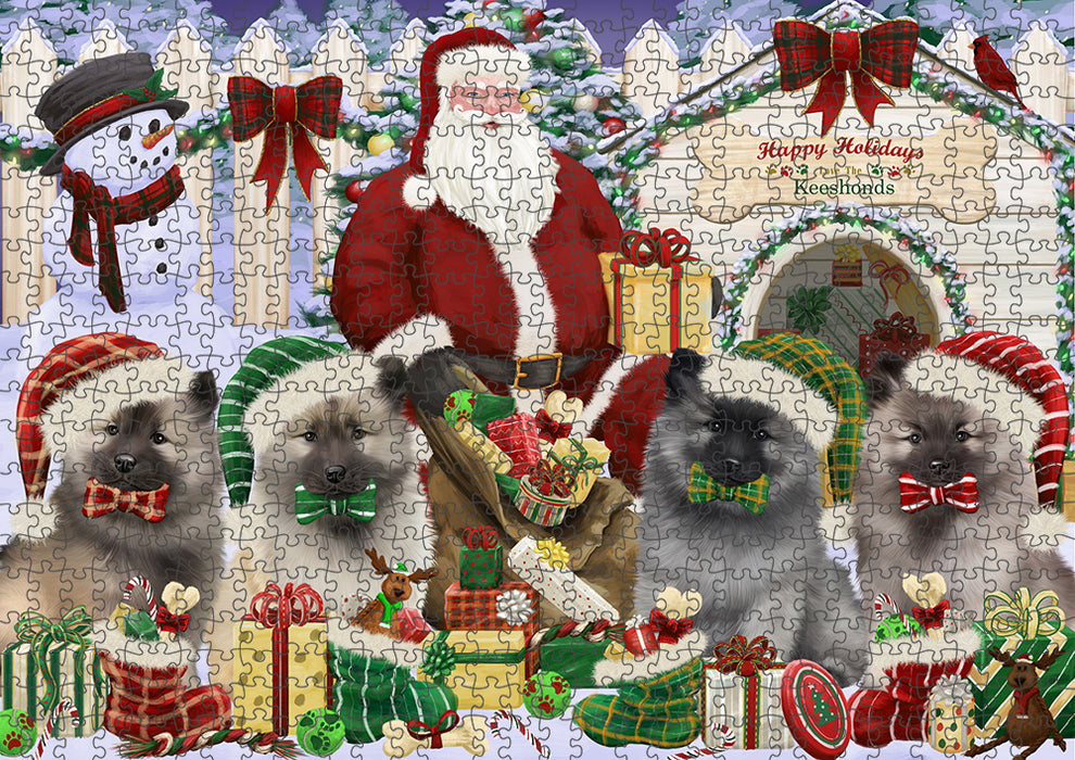 Christmas Dog House Keeshonds Dog Puzzle with Photo Tin PUZL61749