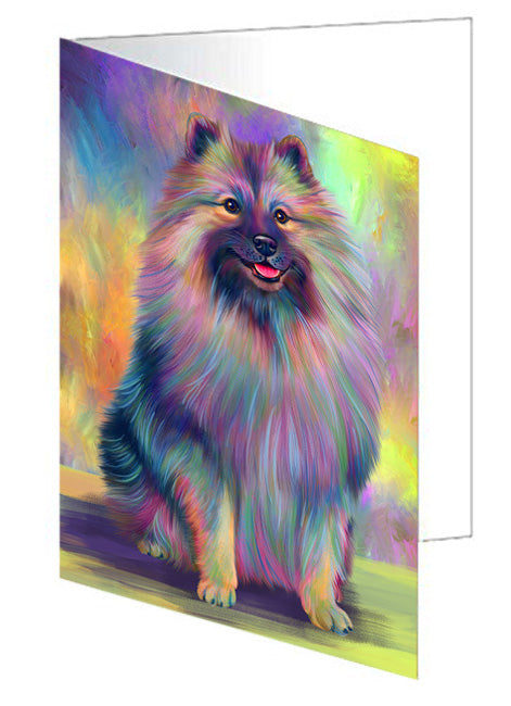 Paradise Wave Keeshond Dog Handmade Artwork Assorted Pets Greeting Cards and Note Cards with Envelopes for All Occasions and Holiday Seasons GCD72731