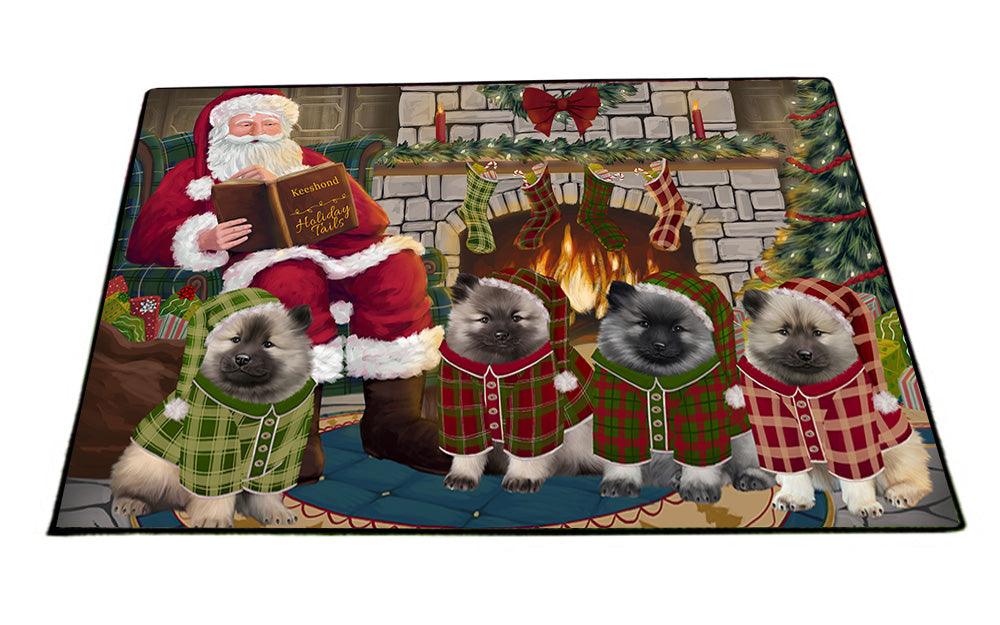 Christmas Cozy Holiday Tails Keeshonds Dog Floormat FLMS52686