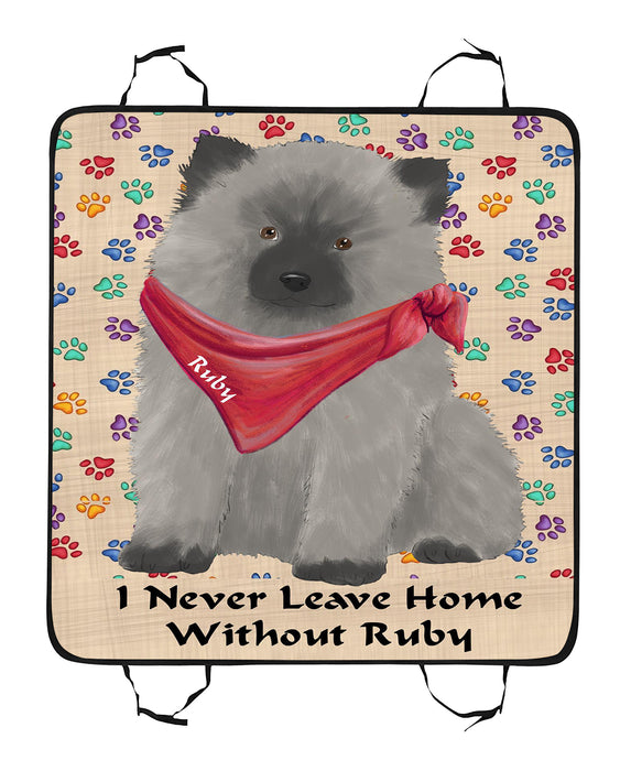 Personalized I Never Leave Home Paw Print Keeshond Dogs Pet Back Car Seat Cover