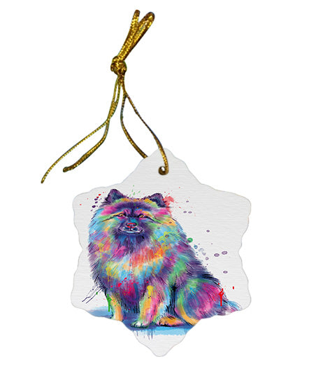 Watercolor Keeshond Dog Star Porcelain Ornament SPOR57442