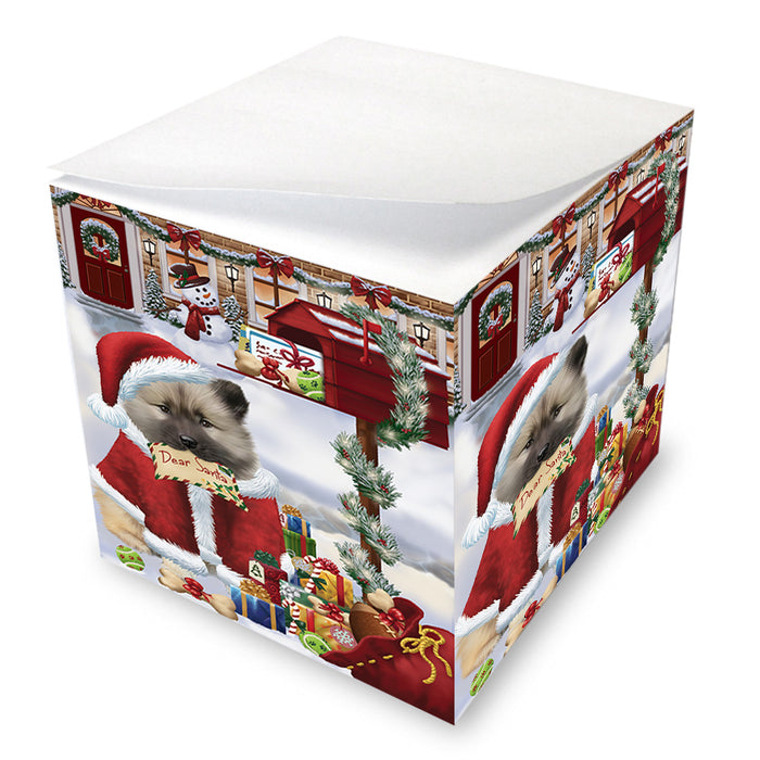 Keeshond Dog Dear Santa Letter Christmas Holiday Mailbox Note Cube NOC55189