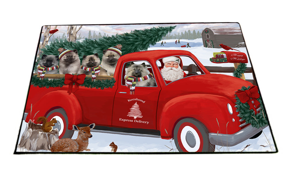 Christmas Santa Express Delivery Keeshonds Dog Family Floormat FLMS52422