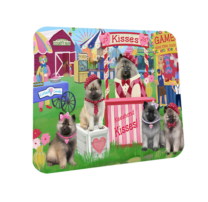 Carnival Kissing Booth Keeshonds Dog Coasters Set of 4 CST55861