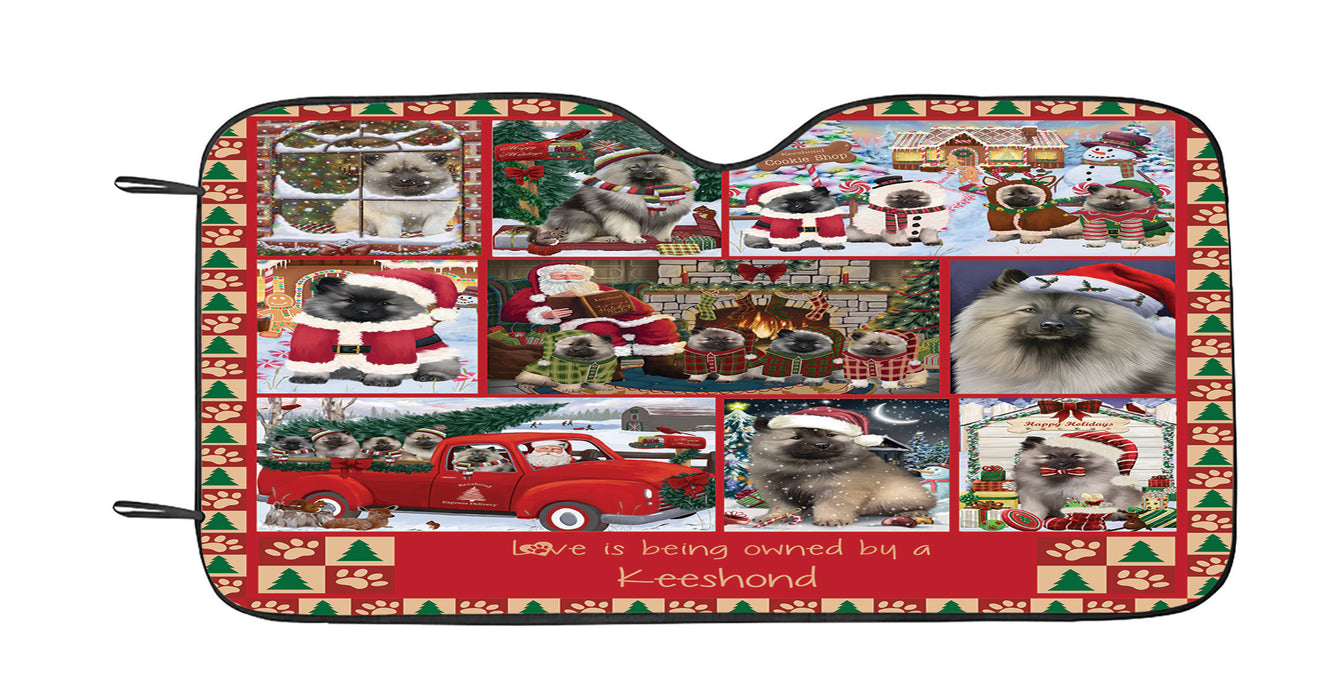 Love is Being Owned Christmas Keeshond Dogs Car Sun Shade