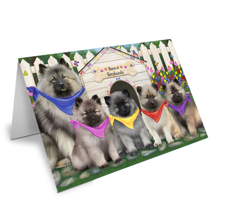 Spring Dog House Keeshonds Dog Handmade Artwork Assorted Pets Greeting Cards and Note Cards with Envelopes for All Occasions and Holiday Seasons GCD60659