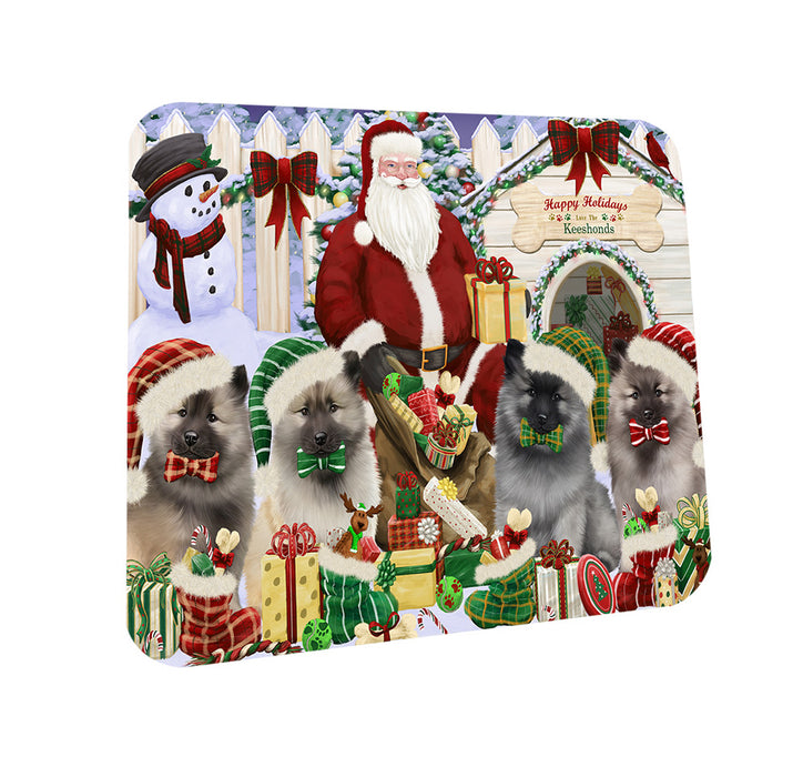 Christmas Dog House Keeshonds Dog Coasters Set of 4 CST52565