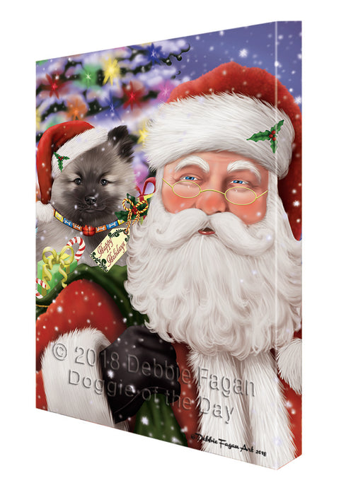Santa Carrying Keeshond Dog and Christmas Presents Canvas Print Wall Art Décor CVS101087