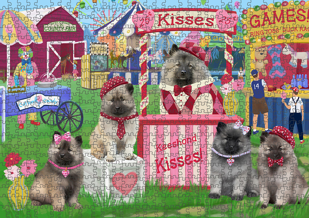 Carnival Kissing Booth Keeshonds Dog Puzzle with Photo Tin PUZL91816