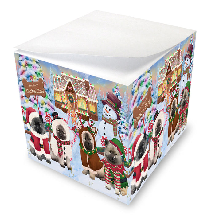 Holiday Gingerbread Cookie Shop Keeshonds Dog Note Cube NOC54481