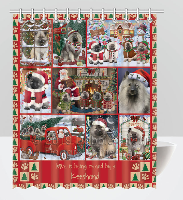 Love is Being Owned Christmas Keeshond Dogs Shower Curtain