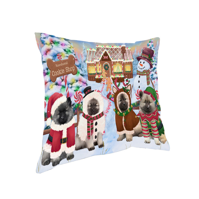 Holiday Gingerbread Cookie Shop Keeshonds Dog Pillow PIL79928
