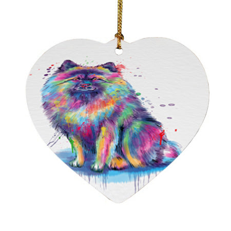 Watercolor Keeshond Dog Heart Christmas Ornament HPOR57442