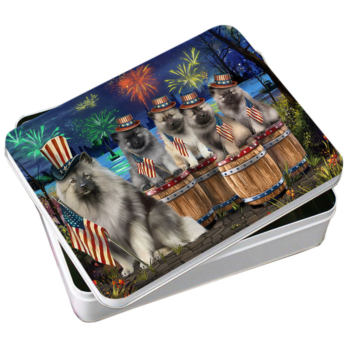 4th of July Independence Day Fireworks Keeshonds at the Lake Photo Storage Tin PITN51040