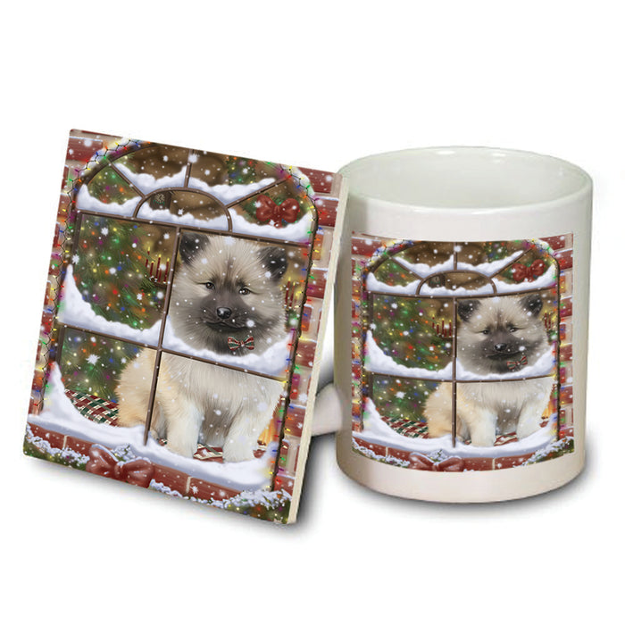 Please Come Home For Christmas Keeshond Dog Sitting In Window Mug and Coaster Set MUC53628