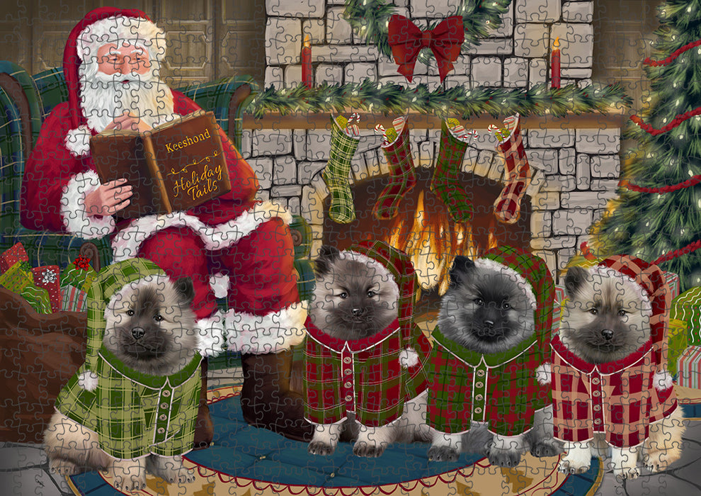 Christmas Cozy Holiday Tails Keeshonds Dog Puzzle with Photo Tin PUZL88736