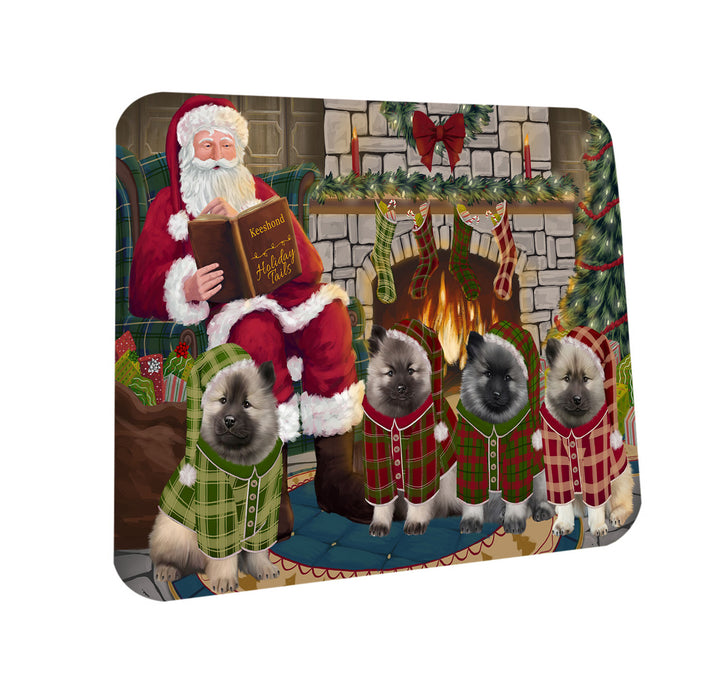 Christmas Cozy Holiday Tails Keeshonds Dog Coasters Set of 4 CST55091