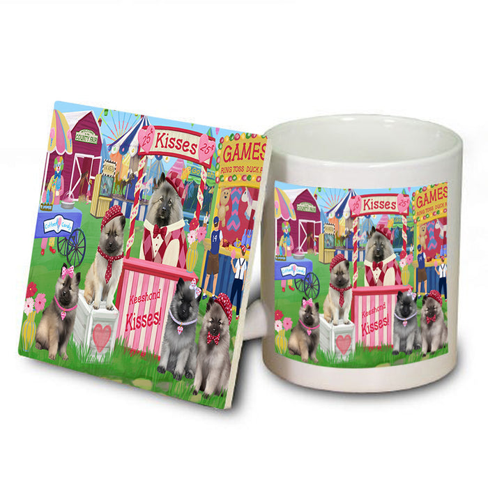 Carnival Kissing Booth Keeshonds Dog Mug and Coaster Set MUC55895