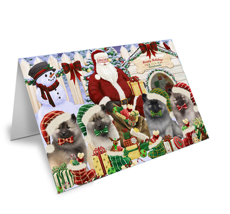 Christmas Dog House Keeshonds Dog Handmade Artwork Assorted Pets Greeting Cards and Note Cards with Envelopes for All Occasions and Holiday Seasons GCD61847