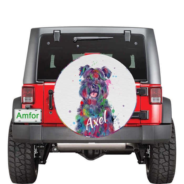 Custom Pet Name Personalized Watercolor Kerry Blue Terrier Dog Car Tire Cover