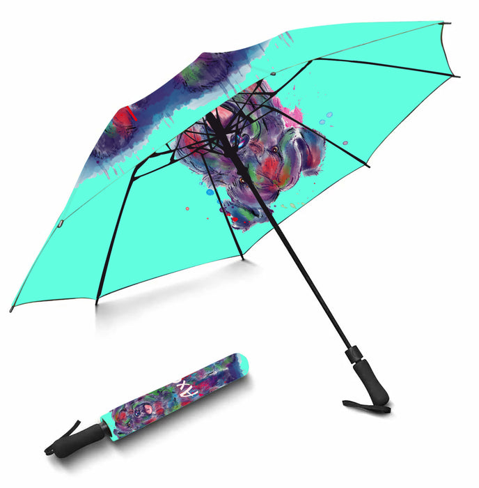 Custom Pet Name Personalized Watercolor Kerry Blue Terrier DogSemi-Automatic Foldable Umbrella