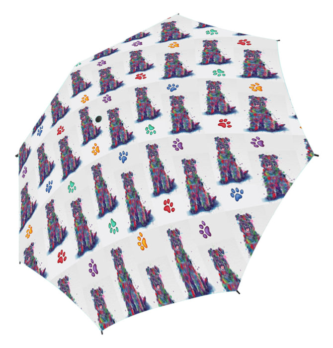Watercolor Mini Kerry Blue Terrier DogsSemi-Automatic Foldable Umbrella