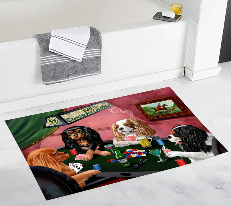 Home of  King Charles Cavalier Dogs Playing Poker Bath Mat