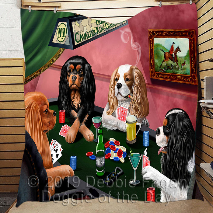 Home of  King Charles Cavalier Dogs Playing Poker Quilt