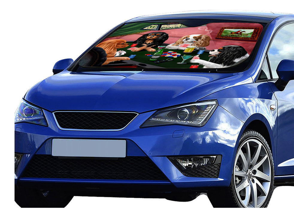 Home of  King Charles Cavalier Dogs Playing Poker Car Sun Shade