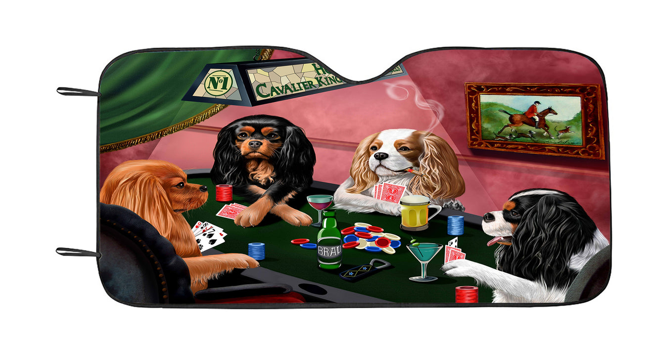 Home of  King Charles Cavalier Dogs Playing Poker Car Sun Shade