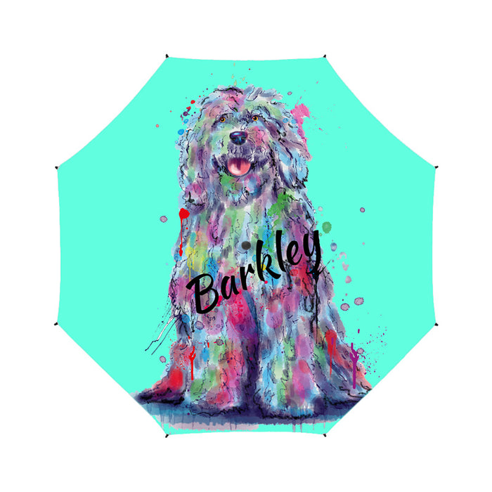 Custom Pet Name Personalized Watercolor Komondor DogSemi-Automatic Foldable Umbrella