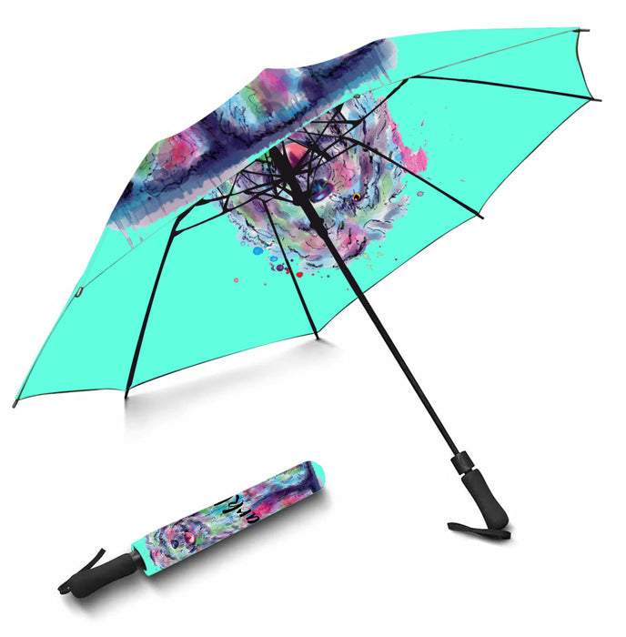 Custom Pet Name Personalized Watercolor Komondor DogSemi-Automatic Foldable Umbrella