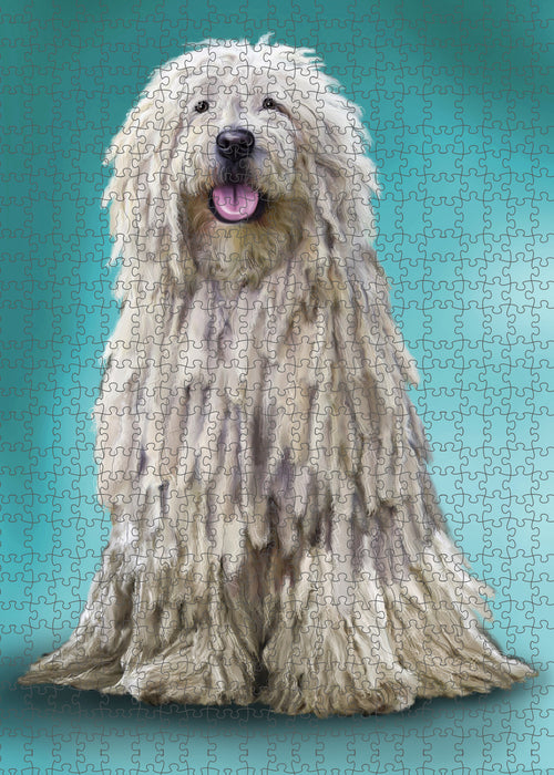 Komondor Dog Portrait Jigsaw Puzzle for Adults Animal Interlocking Puzzle Game Unique Gift for Dog Lover's with Metal Tin Box