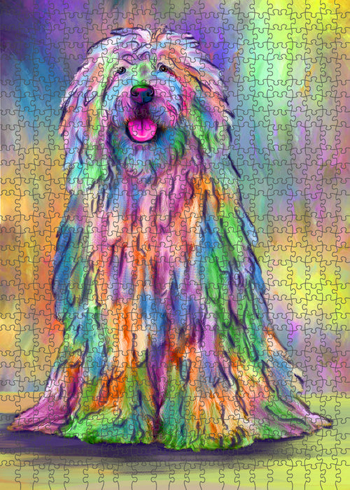 Paradise Wave Komondor Dog Portrait Jigsaw Puzzle for Adults Animal Interlocking Puzzle Game Unique Gift for Dog Lover's with Metal Tin Box