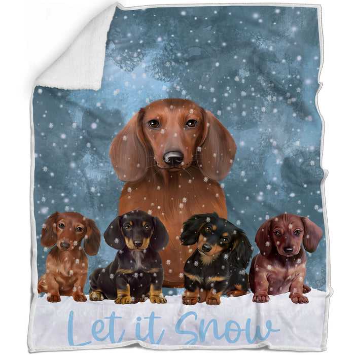 Let it Snow Dachshund Dogs Blanket - Lightweight Soft Cozy and Durable Bed Blanket - Animal Theme Fuzzy Blanket for Sofa Couch