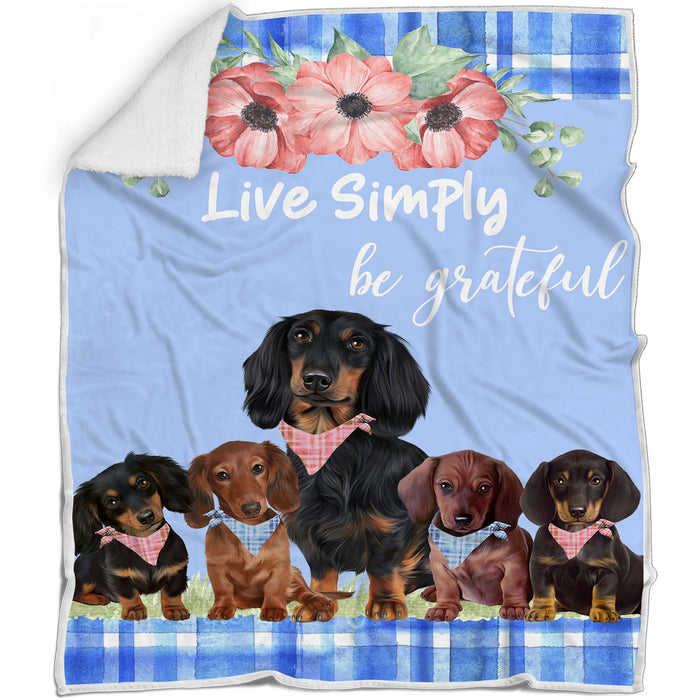 Live Simply Dachshund Dogs Blanket - Lightweight Soft Cozy and Durable Bed Blanket - Animal Theme Fuzzy Blanket for Sofa Couch