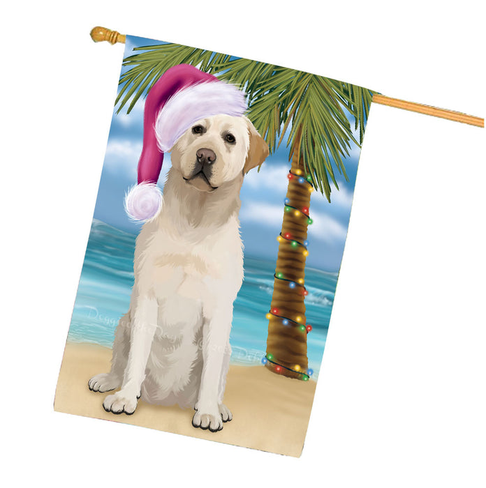 Christmas Summertime Beach Labrador Dog House Flag Outdoor Decorative Double Sided Pet Portrait Weather Resistant Premium Quality Animal Printed Home Decorative Flags 100% Polyester FLG68752
