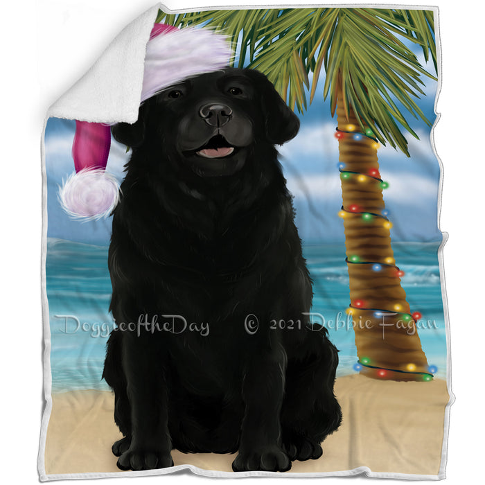 Summertime Happy Holidays Christmas Labrador Dog on Tropical Island Beach Blanket D177