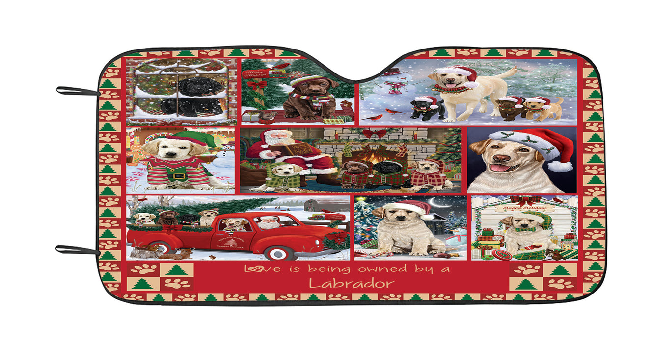Love is Being Owned Christmas Labrador Dogs Car Sun Shade