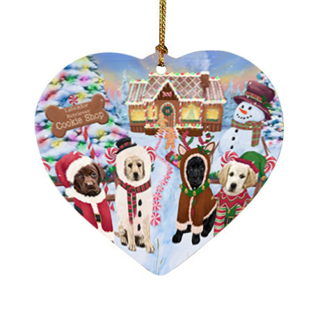 Holiday Gingerbread Cookie Shop Labrador Retrievers Dog Heart Christmas Ornament HPOR56766