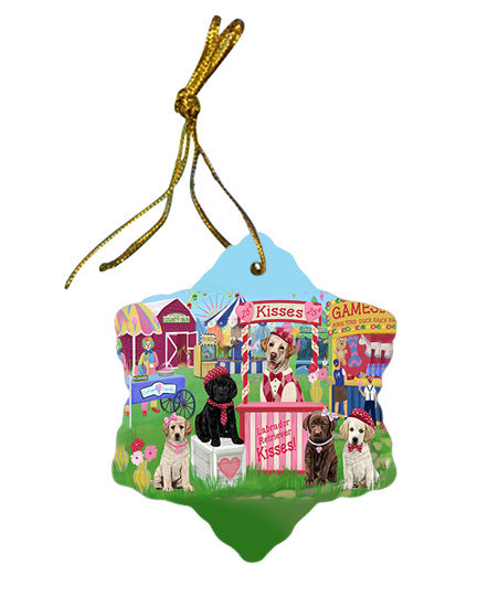 Carnival Kissing Booth Labrador Retrievers Dog Star Porcelain Ornament SPOR56260