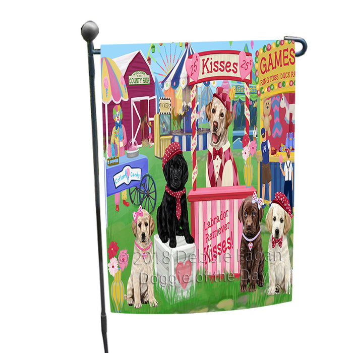 Carnival Kissing Booth Labrador Retrievers Dog Garden Flag GFLG56452