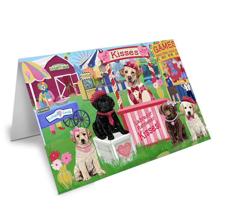 Carnival Kissing Booth Labrador Retrievers Dog Handmade Artwork Assorted Pets Greeting Cards and Note Cards with Envelopes for All Occasions and Holiday Seasons GCD72227