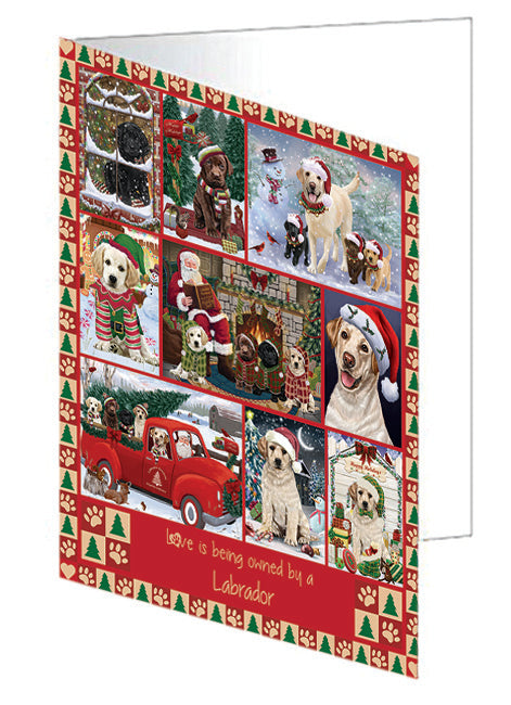 Love is Being Owned Christmas Labrador Retriever Dogs Handmade Artwork Assorted Pets Greeting Cards and Note Cards with Envelopes for All Occasions and Holiday Seasons GCD78932