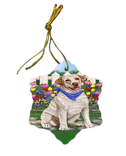 Spring Floral Labrador Retriever Dog Star Porcelain Ornament SPOR49891
