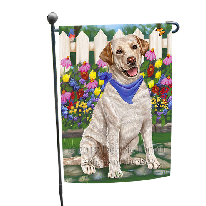 Spring Floral Labrador Retriever Dog Garden Flag GFLG49728