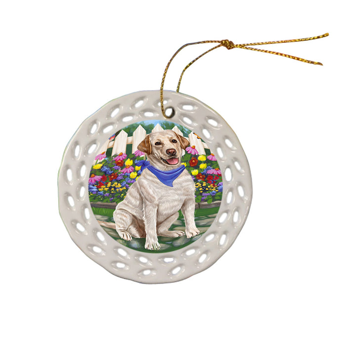 Spring Floral Labrador Retriever Dog Ceramic Doily Ornament DPOR49899