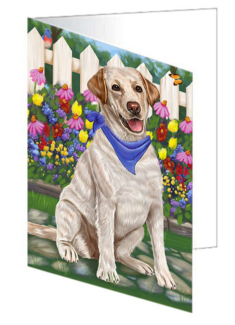 Spring Floral Labrador Retriever Dog Handmade Artwork Assorted Pets Greeting Cards and Note Cards with Envelopes for All Occasions and Holiday Seasons GCD53726