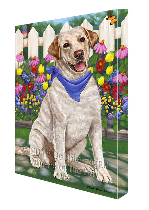 Spring Floral Labrador Retriever Dog Canvas Wall Art CVS64843